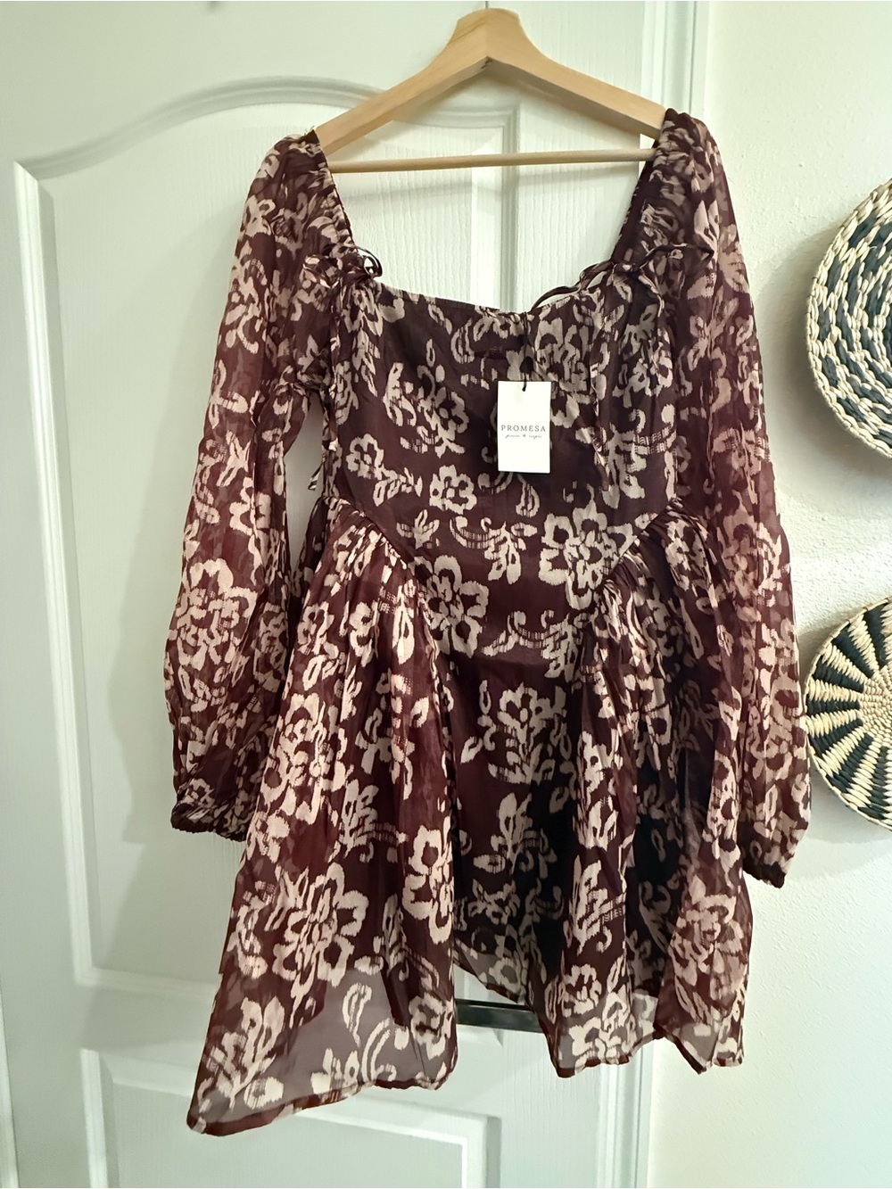Promesa burgundy smocked dress